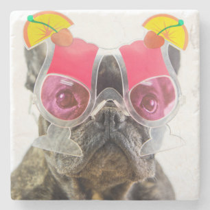 Getty Images Dog With Cocktail Glasses Stone Coaster