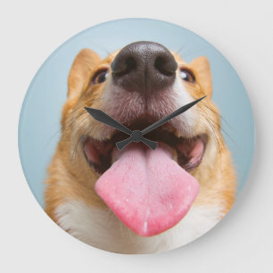 Getty Images   Very Happy Corgi Large Clock