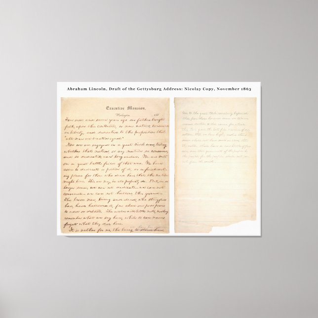 Gettysburg Address Nicolay Copy (1863) Canvas Print (Front)