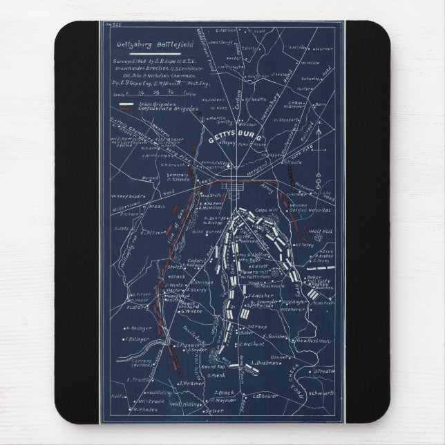 Gettysburg Battlefield Civil War Map (1863) Mouse Pad (Front)