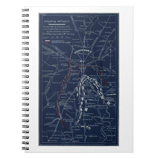 Gettysburg Battlefield Civil War Map (1863) Notebook (Front)