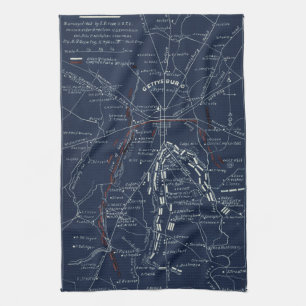 Gettysburg Battlefield Civil War Map (1863) Tea Towel