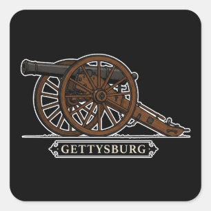 Gettysburg Cannon Square Sticker