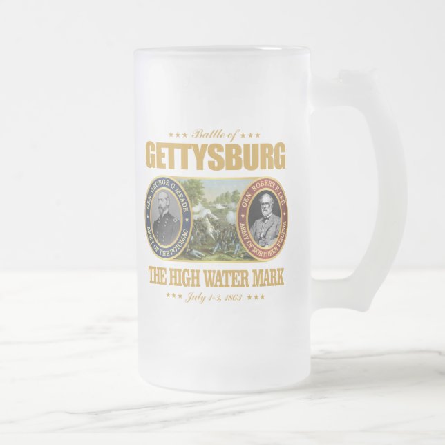 Gettysburg (FH2) Frosted Glass Beer Mug (Right)