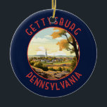Gettysburg Pennsylvania Retro Distressed Circle Ceramic Tree Decoration<br><div class="desc">Gettysburg retro vector travel design in an emblem style. It’s known for Gettysburg National Battlefield,  site of a turning point in the Civil War,  now part of Gettysburg National Military Park.</div>