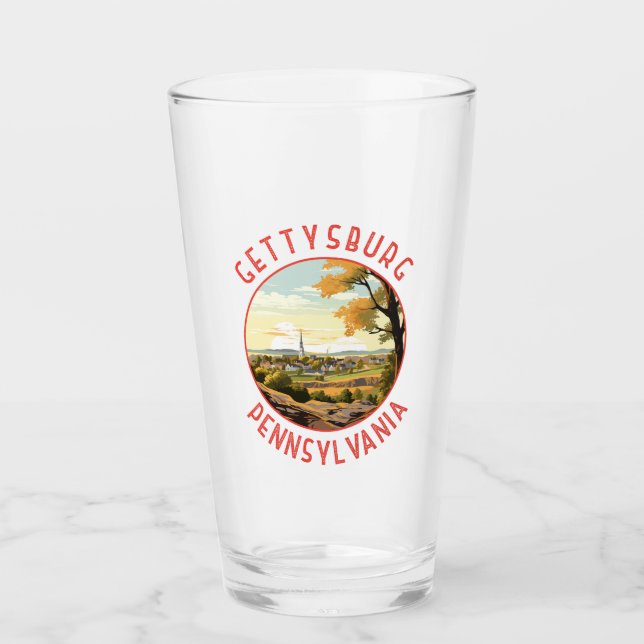Gettysburg Pennsylvania Retro Distressed Circle Glass (Front)