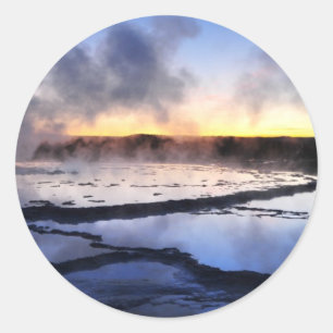 Geyser Smoke at Sunset Classic Round Sticker
