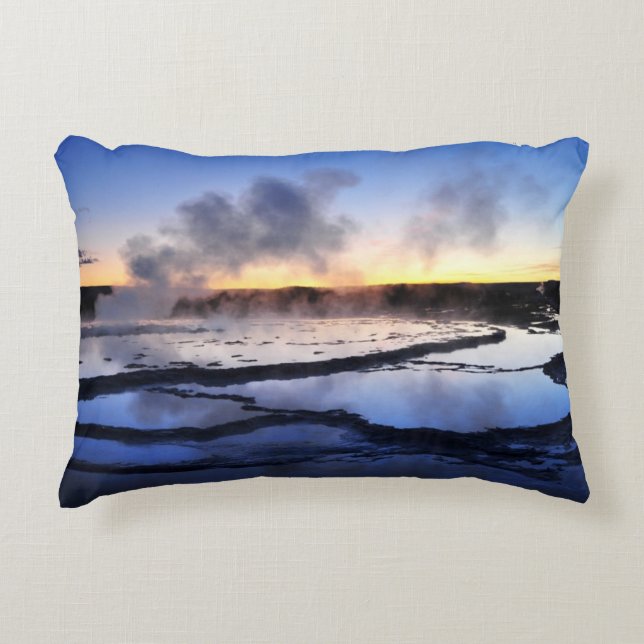 Geyser Smoke at Sunset Decorative Cushion (Front)
