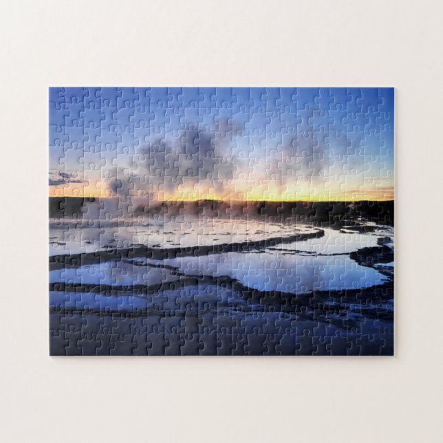 Geyser Smoke at Sunset Jigsaw Puzzle (Horizontal)