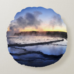 Geyser Smoke at Sunset Round Cushion
