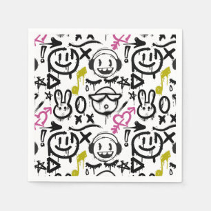 GFT01-Graffiti Mainly Black Napkin