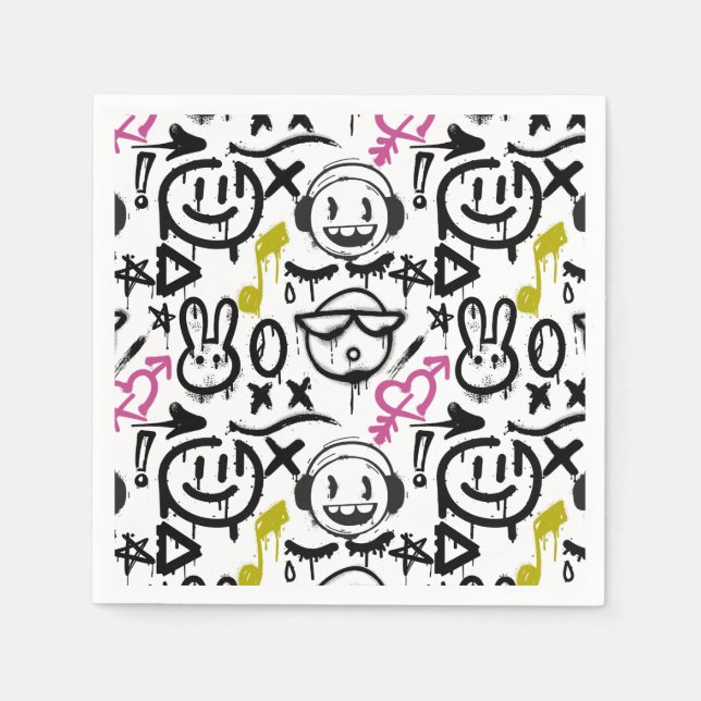 GFT01-Graffiti Mainly Black Napkin (Front)