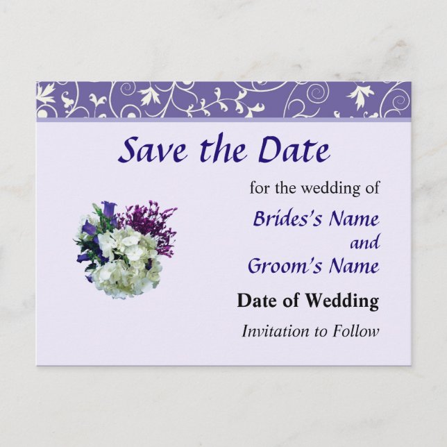 Gft_Hydrangea With Canterbury Bells Save the Date Announcement Postcard (Front)