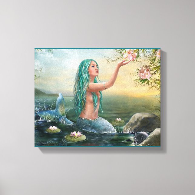 ggreen haired mermaid canvas print (Front)