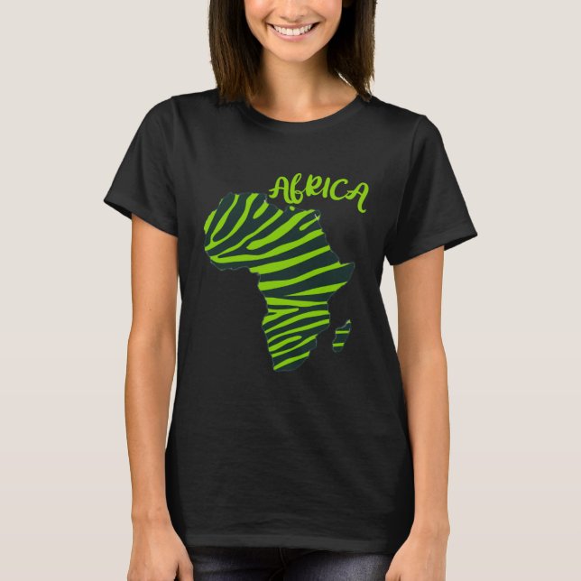GGT Zebra Green Striped Continent Africa T-Shirt (Front)