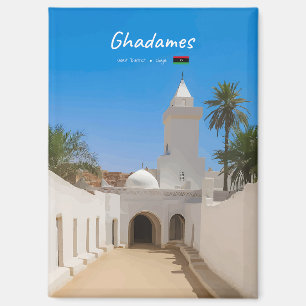 Ghadames, Libya - White Mosque Flat Magnet
