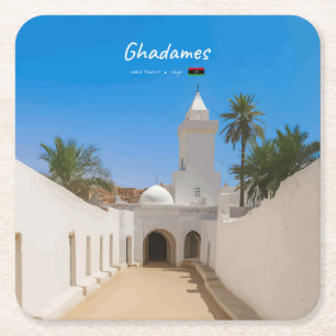 Ghadames, Libya - White Mosque Square Paper Coaster