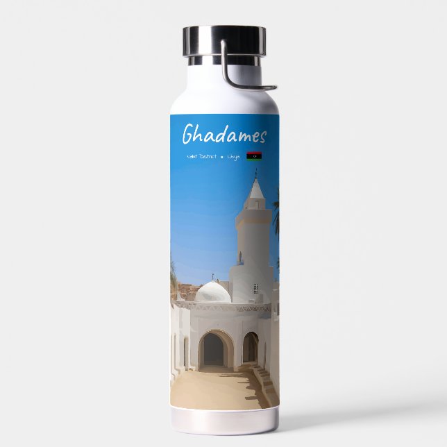 Ghadames, Libya - White Mosque Water Bottle (Left)