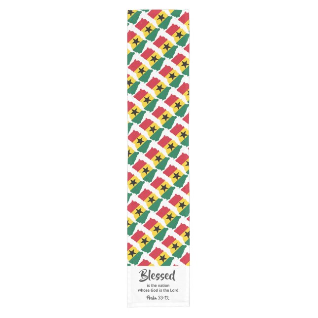 GHANA Blessed Nation Christian Scripture Short Table Runner (Front)