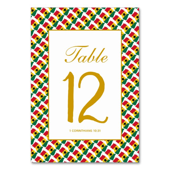 GHANA Celebration Wedding Banquet Table Number (Front)