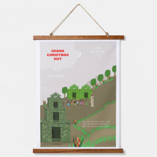 Ghana Christmas Hut Wood Topped Wall Tapestry