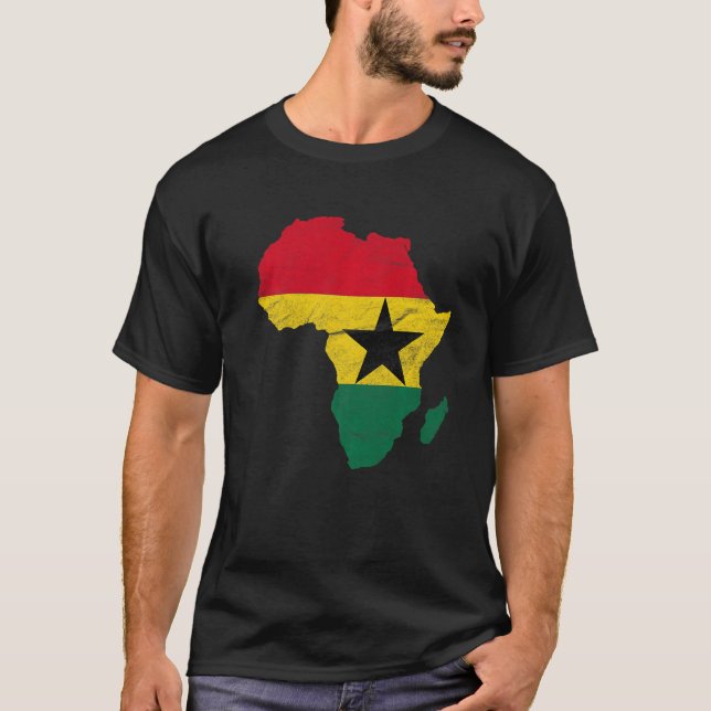 Ghana Flag Africa Continent Silhouette Gift for Gh T-Shirt (Front)
