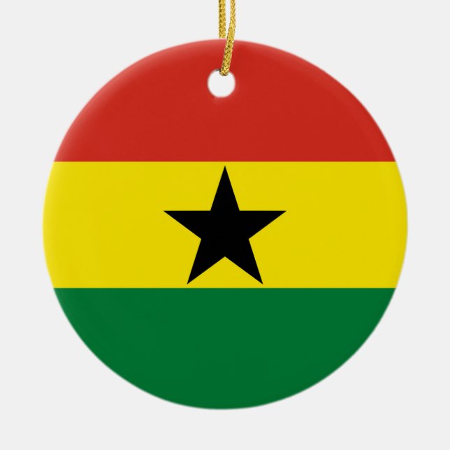Ghana flag ceramic tree decoration (Front)
