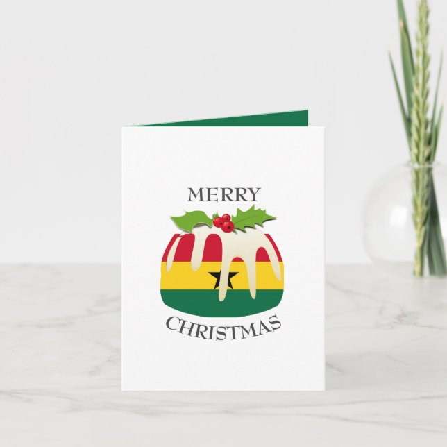 GHANA FLAG | Christmas Pudding | Festive Holiday Card (Front)