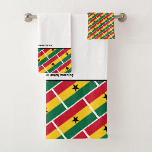 GHANA FLAG Customised Scripture WHITE Ghanaian Bath Towel Set