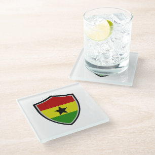 Ghana flag glass coaster