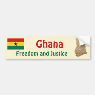 Ghana Flag + Map Bumper Sticker