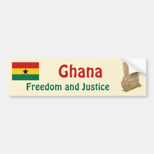 Ghana Flag + Map Bumper Sticker (Front)
