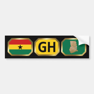 Ghana Flag Map Code Bumper Sticker
