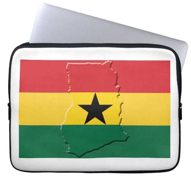 GHANA Flag Map Patriotic Computer Laptop Sleeve (Front)