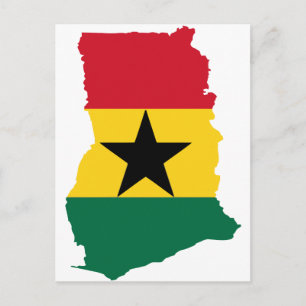 Ghana flag map postcard