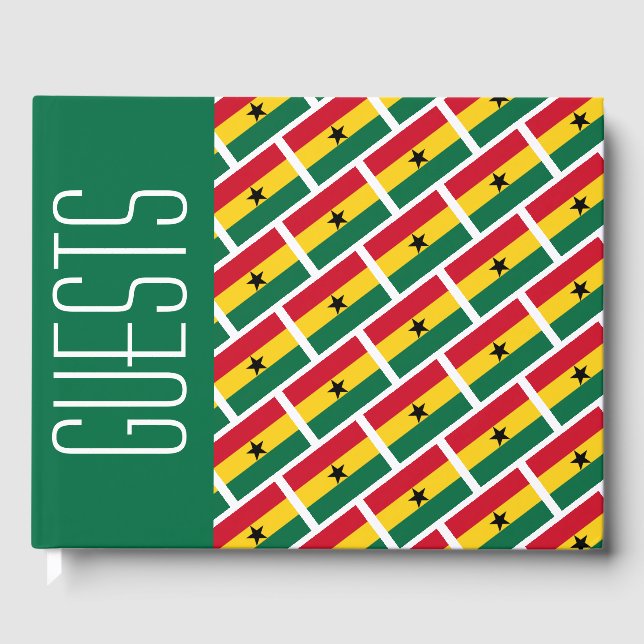 GHANA FLAG Patriotic Customised GREEN Ghanaian Guest Book (Front)