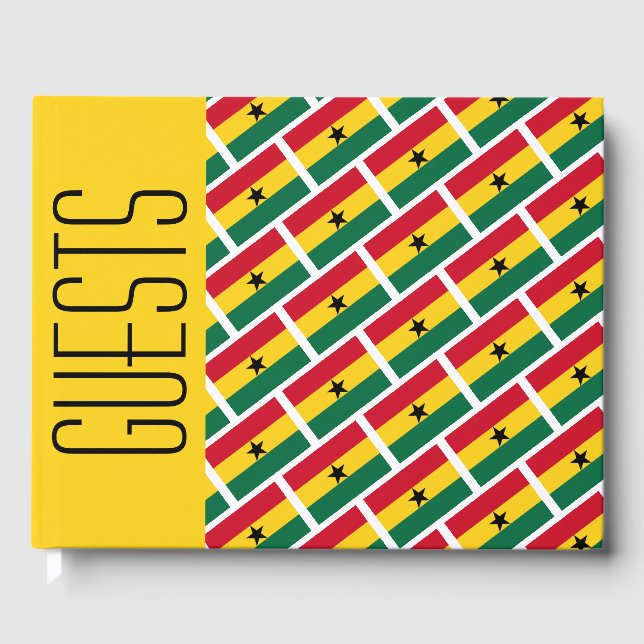 GHANA FLAG Patriotic Customised YELLOW Ghanaian Guest Book (Front)