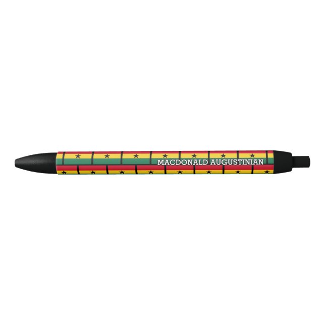 GHANA FLAG Personalised Black Ink Pen (Front)