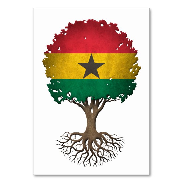 Ghana Flag Tree of Life Customisable Table Number (Front)