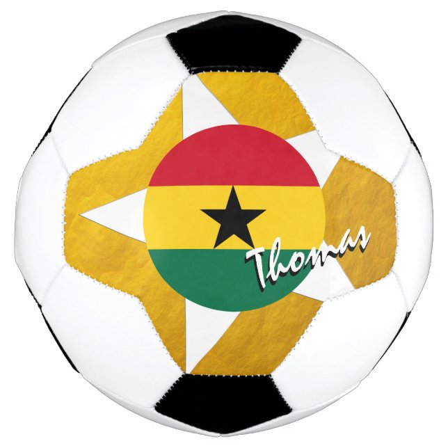 Ghana Football & Gold Ghanaian Flag Soccer Ball (Front)