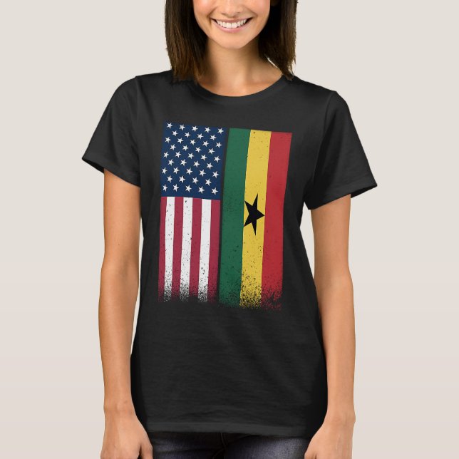 Ghana  Ghanaian American Flags Proud USA Ghana T-Shirt (Front)