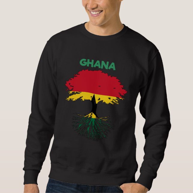 Ghana Ghanaian Heart Love Proud Melanin Flag Tree Sweatshirt (Front)