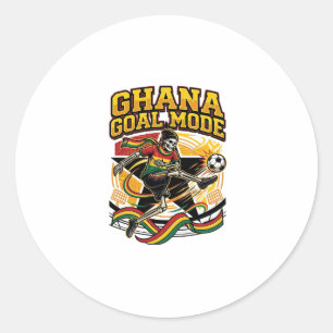 Ghana Goal Mode Skeleton Striker Nations Streetwea Classic Round Sticker