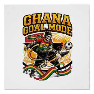 Ghana Goal Mode Skeleton Striker Nations Streetwea Poster
