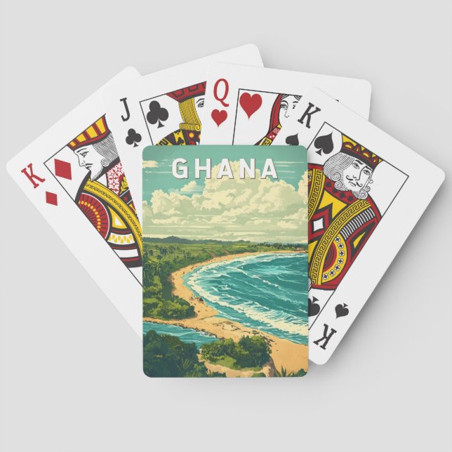 Ghana Illustration Travel Art Vintage Playing Cards (Back)