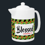 GHANA JAMAICA Dual Heritage Christian MEDIUM<br><div class="desc">Celebrate your faith and your GHANA and JAMAICA heritage when you next enjoy making your hot drink in this stylishly designed teapot. Map outline of GHANA on JAMAICA flag, in a diagonal tiled pattern, with Scripture reference Ephesians 1:3 (Blessed with every spiritual blessing). This would make an ideal gift any...</div>