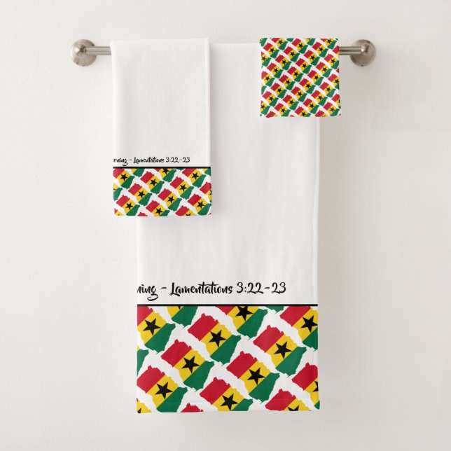 GHANA MAP God's Mercies Customised Text Bath Towel Set (Insitu)