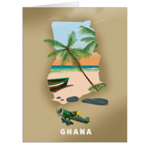 Ghana map illustrated travel poster.