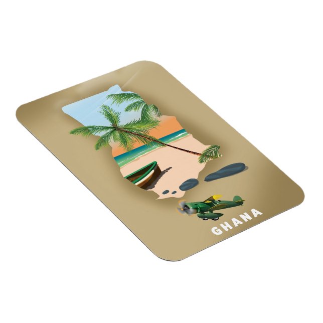 Ghana map illustrated travel poster. magnet (Right Side)