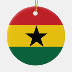 Ghana Plain Flag Ceramic Tree Decoration